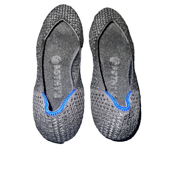 Rothy's Black Honeycomb Blue Halo Knit Loafers Round Toe Retired - sz 7 - P7 - Picture 5 of 12